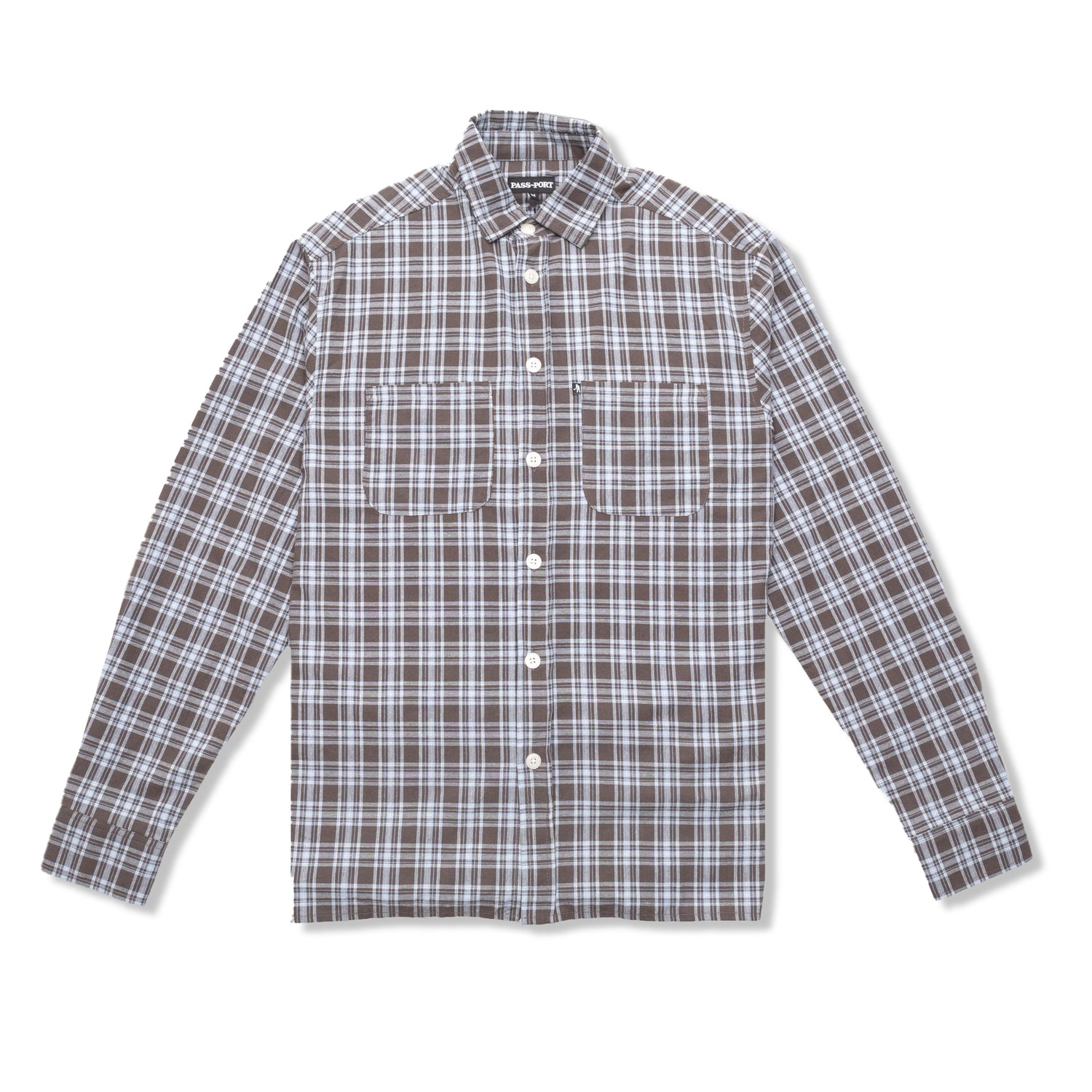Workers Check L/S Shirt, Choc / Blue