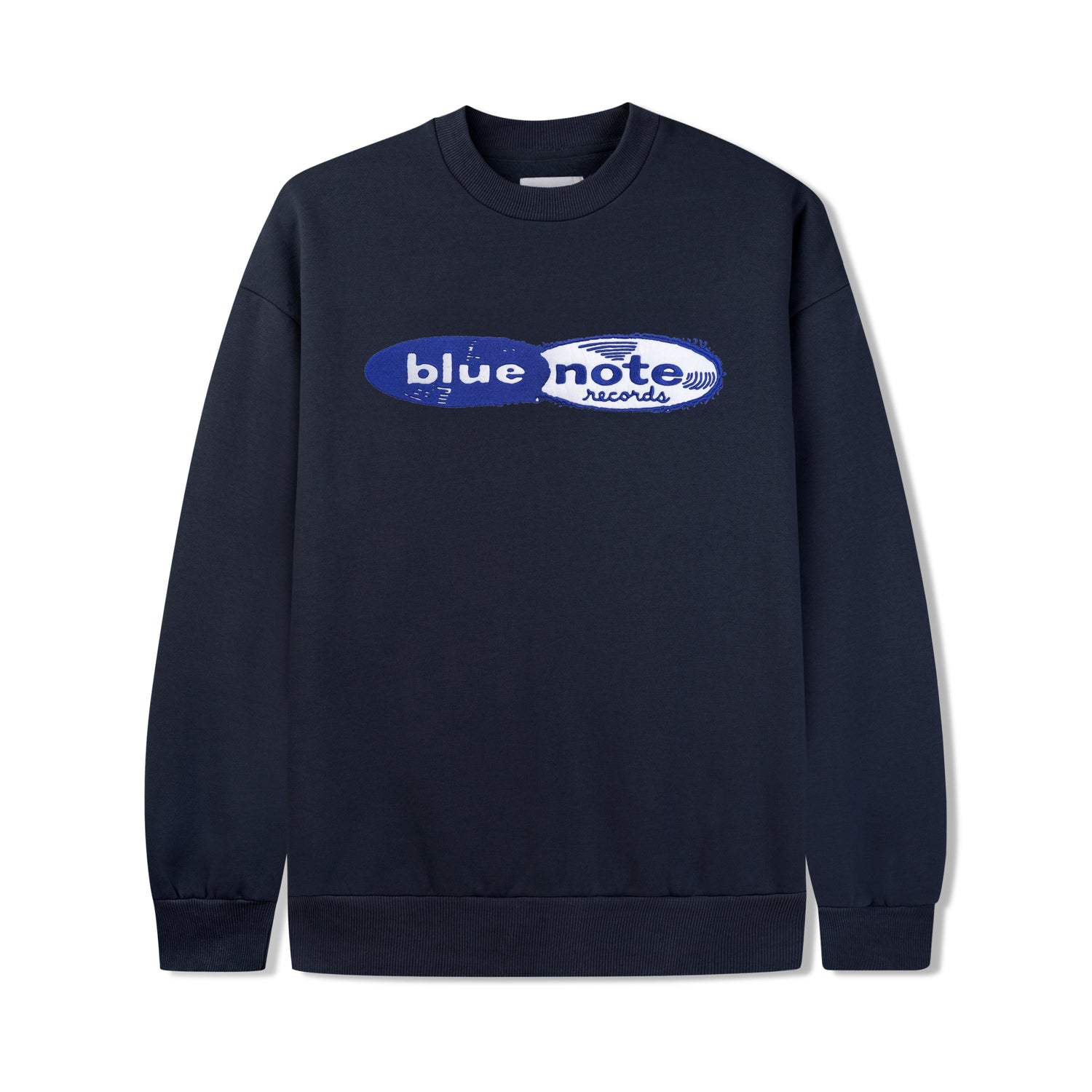 Records Logo Felt Applique Crewneck, Navy