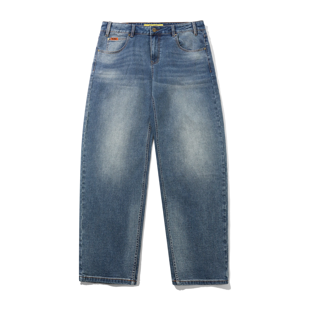 Relaxed Denim Jeans, Distressed Blue