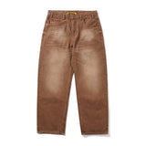 Relaxed Denim Jeans, Distressed Brown