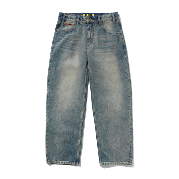 Butter Goods Relaxed Denim Jeans, Distressed Mid Blue