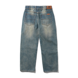 Relaxed Denim Jeans, Distressed Mid Blue