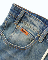 Relaxed Denim Jeans, Distressed Mid Blue