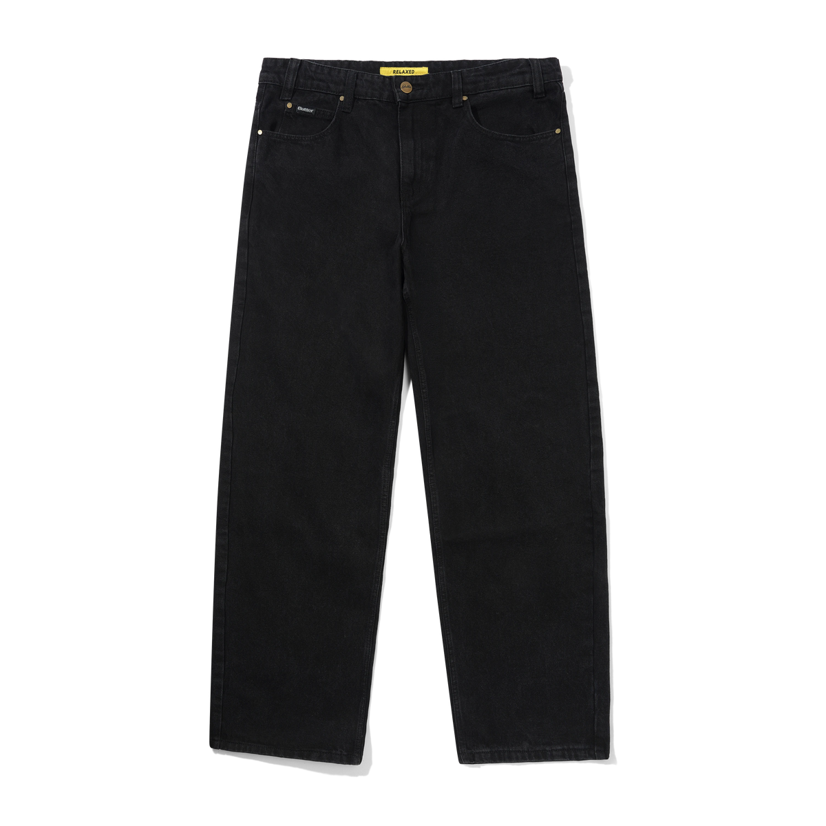 Relaxed Denim Jeans, Flat Black