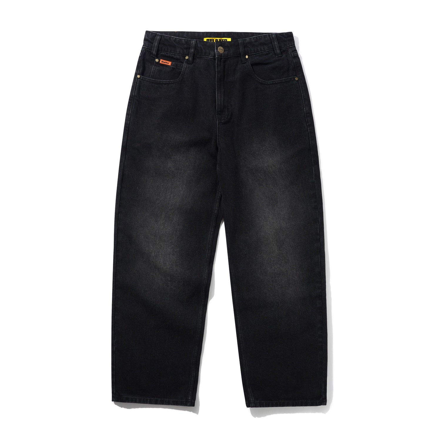 Relaxed Denim Jeans, Flat Black