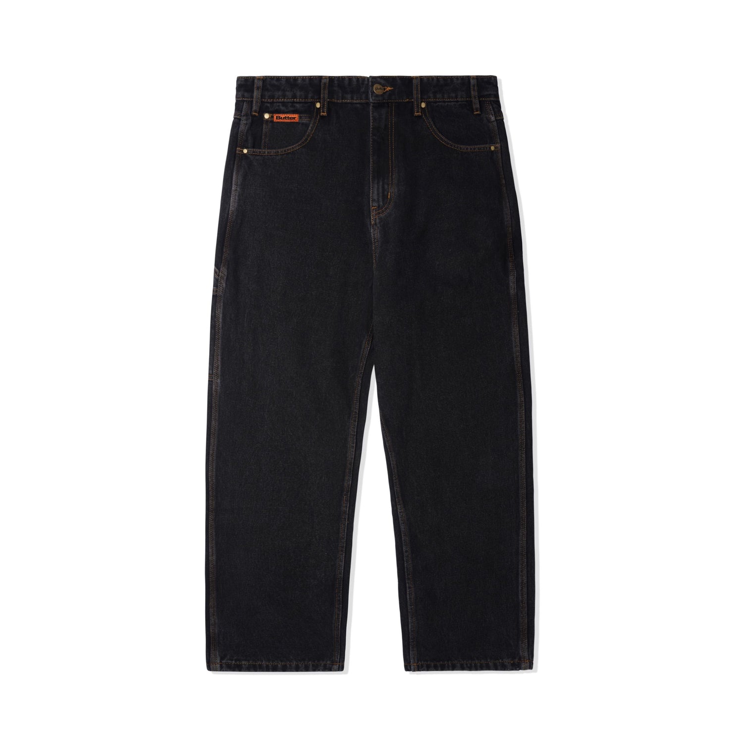 Relaxed Denim Jeans, Washed Black