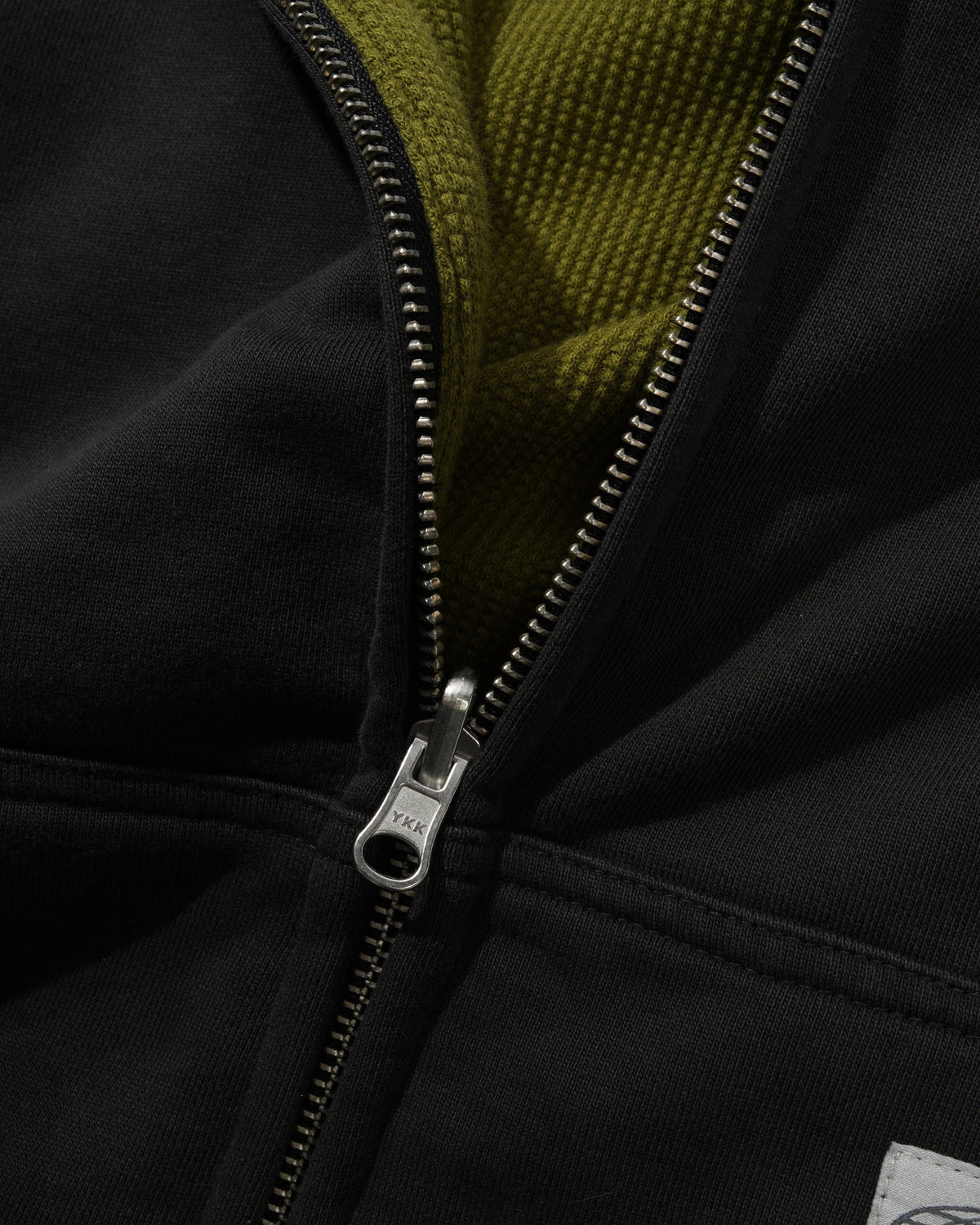 Reversible Waffle Zip-Thru Hood, Washed Black / Army