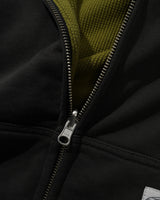 Reversible Waffle Zip-Thru Hood, Washed Black / Army