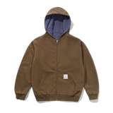 Reversible Waffle Zip-Thru Hood, Washed Brown / Navy