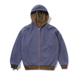 Reversible Waffle Zip-Thru Hood, Washed Brown / Navy