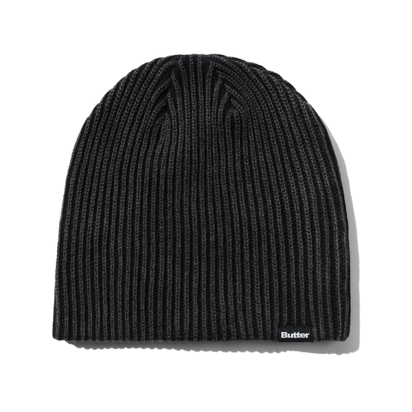Butter Goods Ribbed Skully Beanie, Washed Black