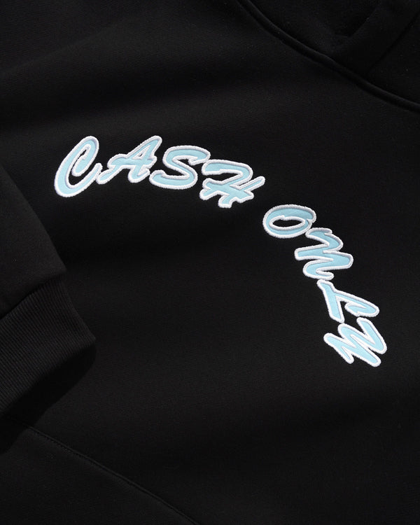 Cash Only Ripstop Logo Applique Pullover Hood, Black