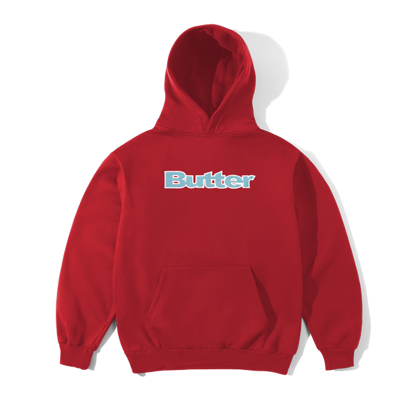 Butter Goods Ripstop Logo Applique Pullover Hood, Red