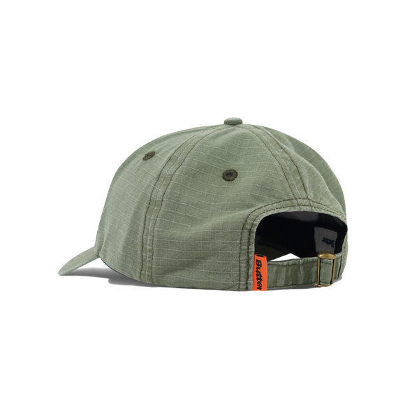 Butter Goods Ripstop Rounded Logo 6 Panel Cap, Washed Army