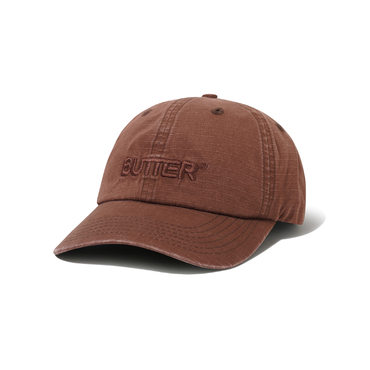 Ripstop Rounded Logo 6 Panel Cap, Washed Brown