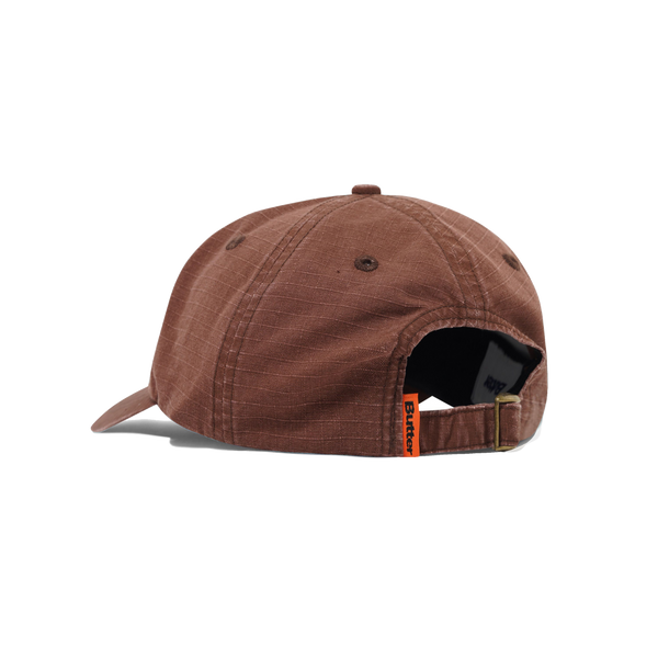 Butter Goods Ripstop Rounded Logo 6 Panel Cap, Washed Brown