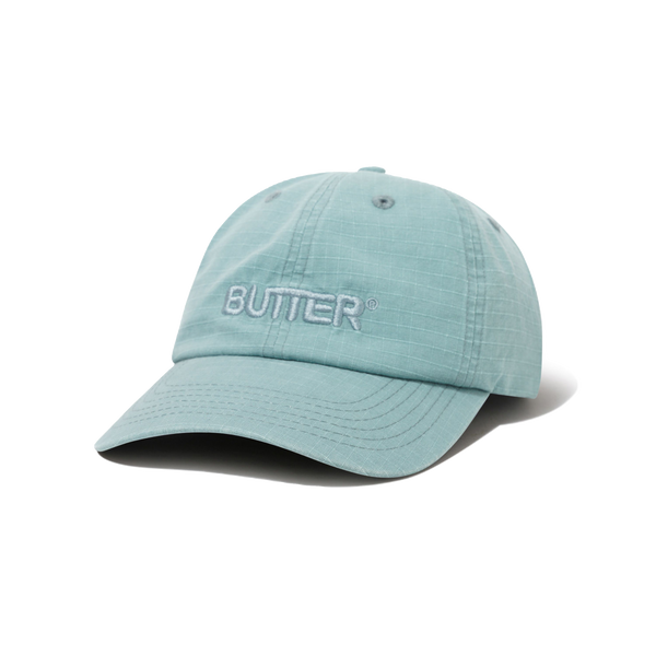 Butter Goods Ripstop Rounded Logo 6 Panel Cap, Washed Ice