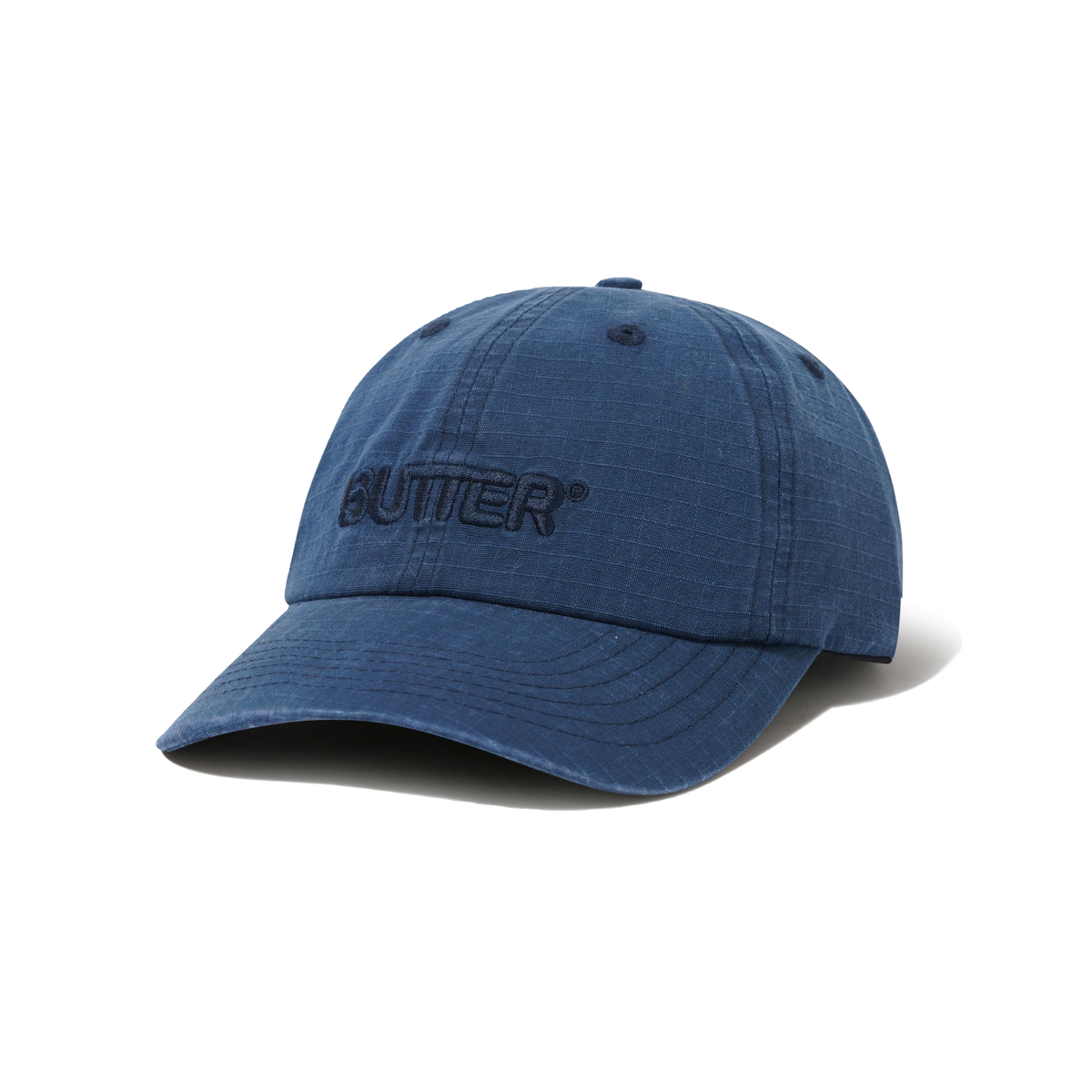 Ripstop Rounded Logo 6 Panel Cap, Washed Navy