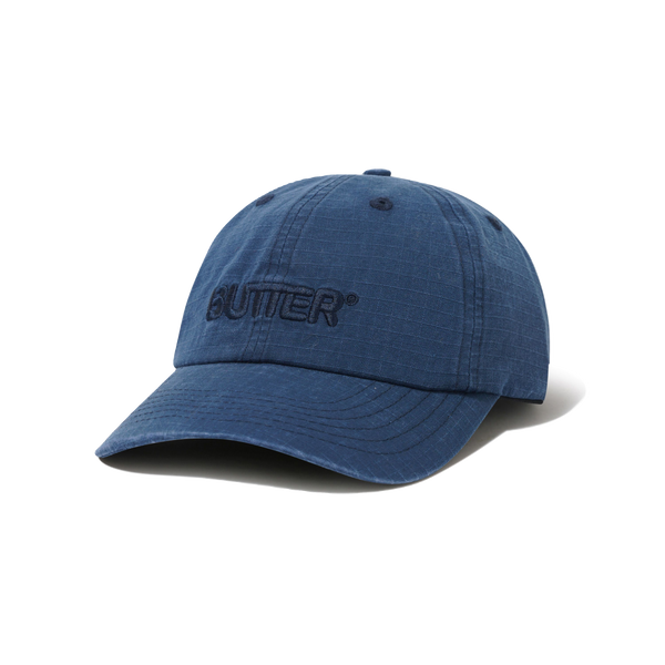 Butter Goods Ripstop Rounded Logo 6 Panel Cap, Washed Navy