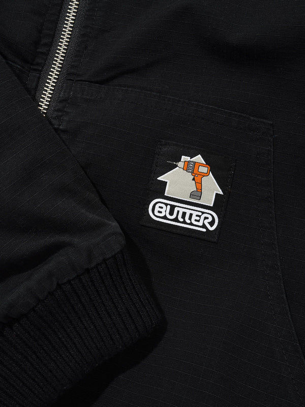 Butter Goods Ripstop Work Jacket, Washed Black