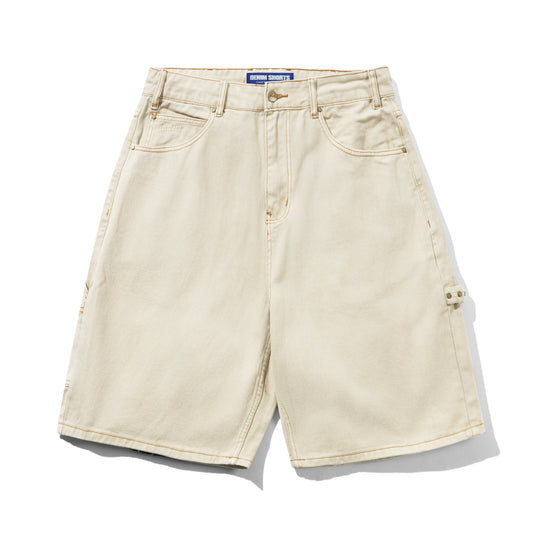 Rivet Denim Shorts, Bone