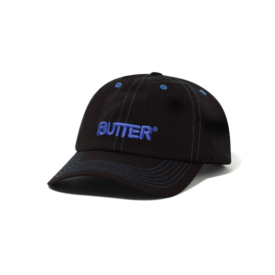 Nylon Rounded Logo 6 Panel Cap, Black