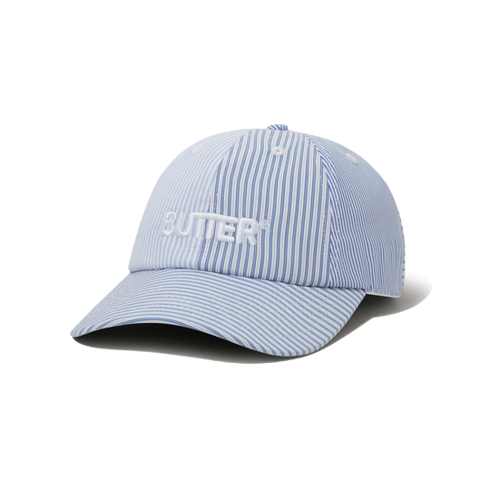 Rounded Logo 6 Panel Cap, French Blue Stripe
