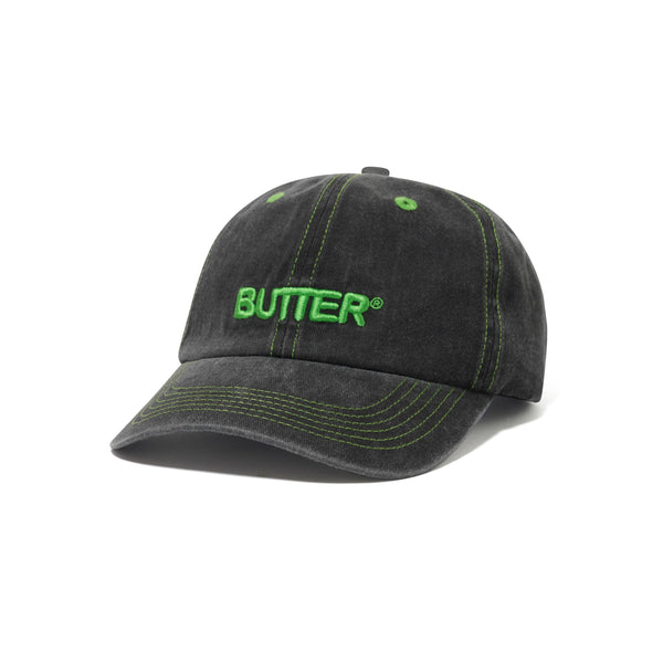 Butter Goods Rounded Logo 6 Panel Cap, Washed Black