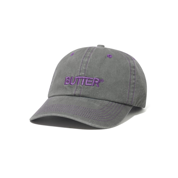 Butter Goods Rounded Logo 6 Panel Cap, Washed Grey