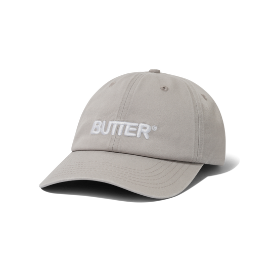 Rounded Logo 6 Panel Cap, Washed Light Grey