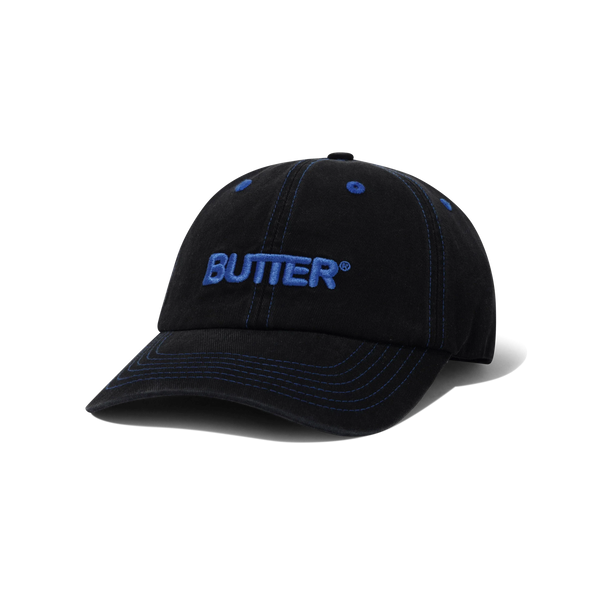 Butter Goods Rounded Logo 6 Panel Cap, Washed Black