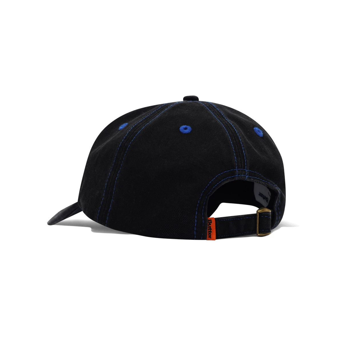 Rounded Logo 6 Panel Cap, Washed Black