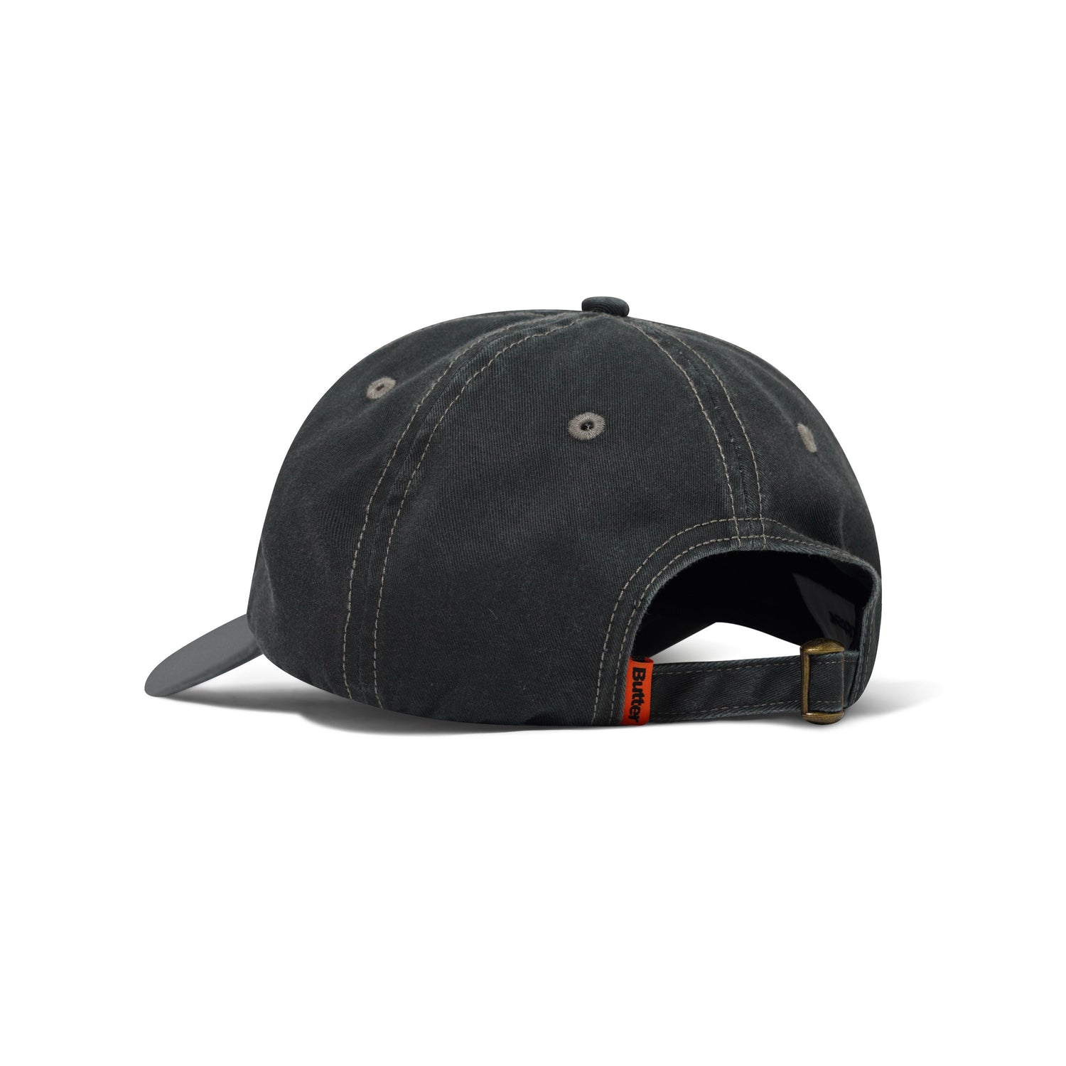 Rounded Logo 6 Panel Cap, Washed Black