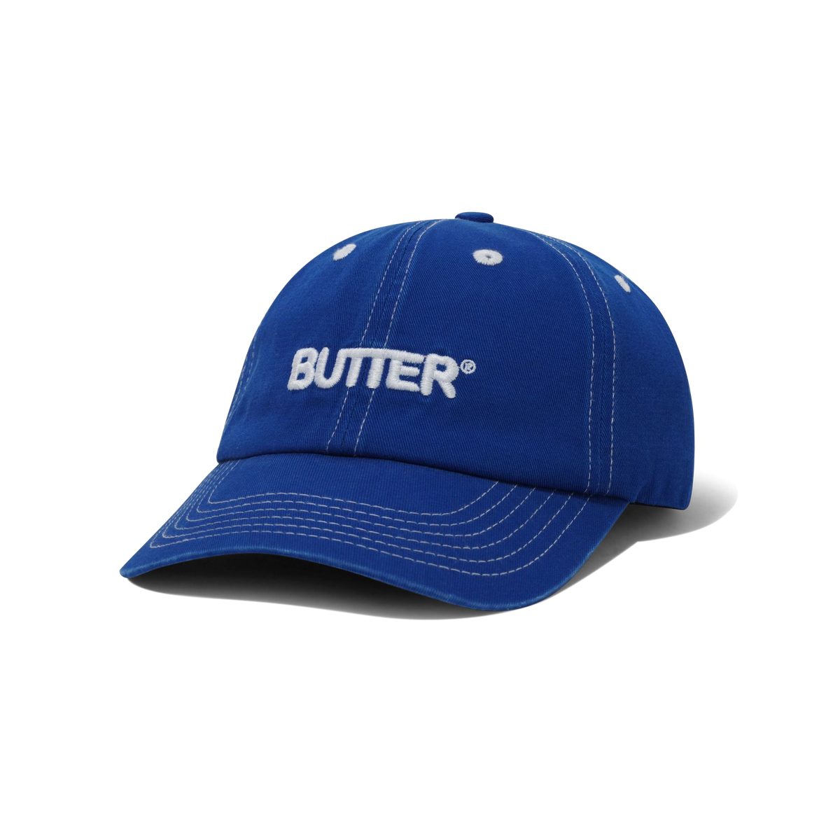 Rounded Logo 6 Panel Cap, Washed Cobalt