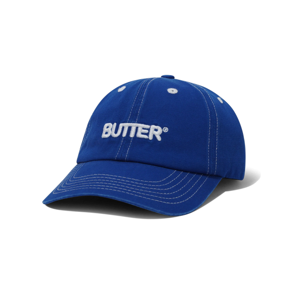 Butter Goods Rounded Logo 6 Panel Cap, Washed Cobalt