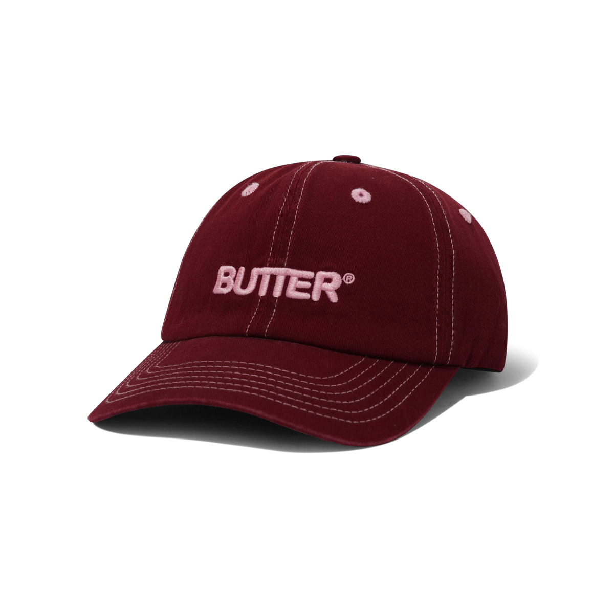 Rounded Logo 6 Panel Cap, Washed Maroon