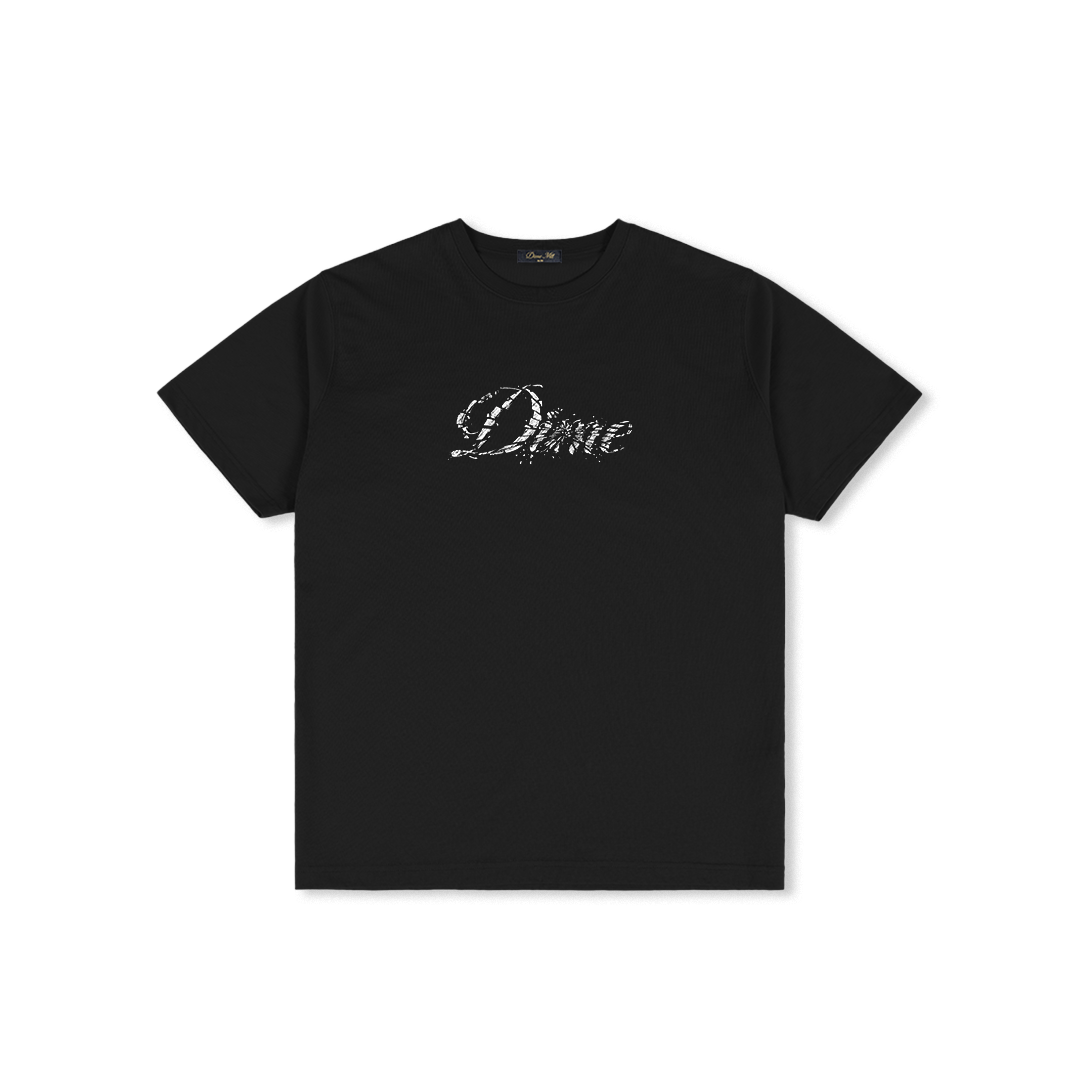 Cursive Smashed Tee, Black