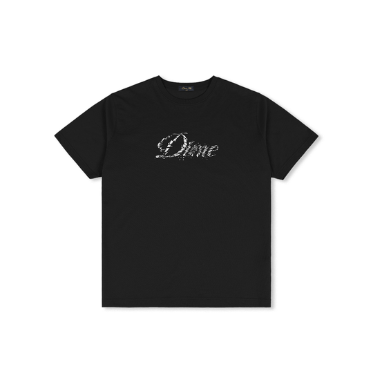 Cursive Smashed Tee, Black