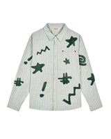 Striped Chenille Symbol Shirt, Green