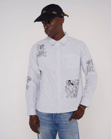 Striped Oxford Mouse Button Up Shirt, Blue