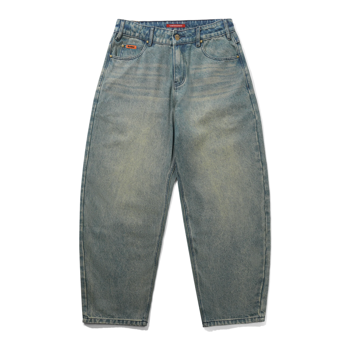 Santosuosso Denim Jeans, Distressed Mid Blue