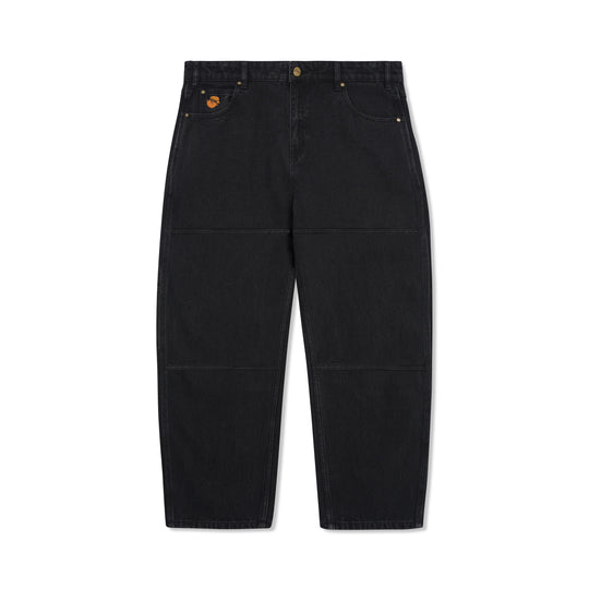 Santosuosso Double Knee Denim Jeans, Washed Black