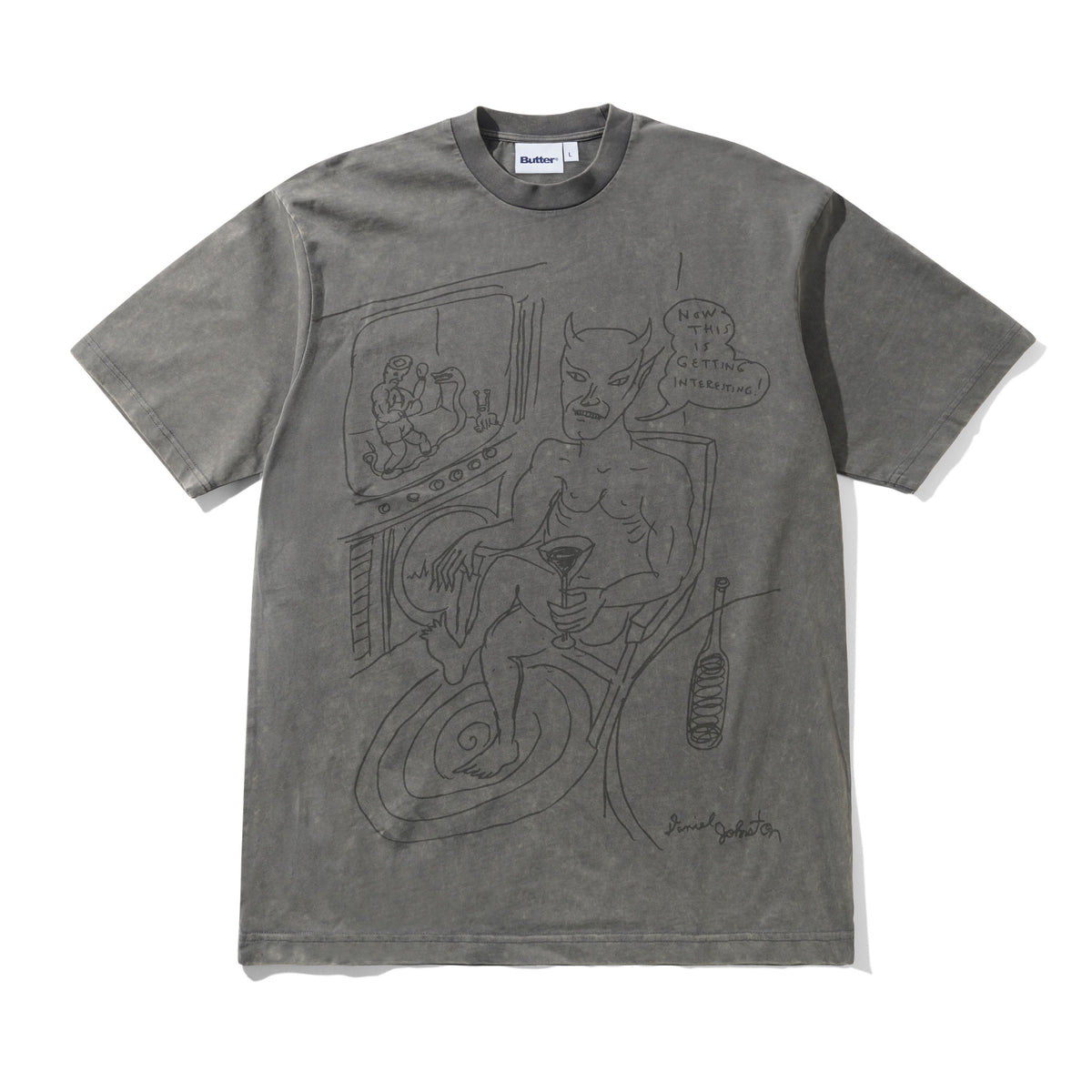 Satan Tee, Black Acid Wash