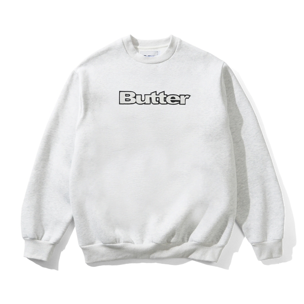 Butter Goods Satin Applique Logo Crewneck, Ash