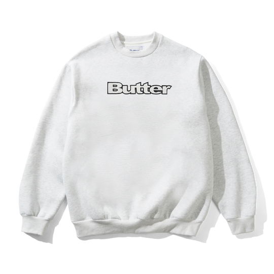 Satin Applique Logo Crewneck, Ash