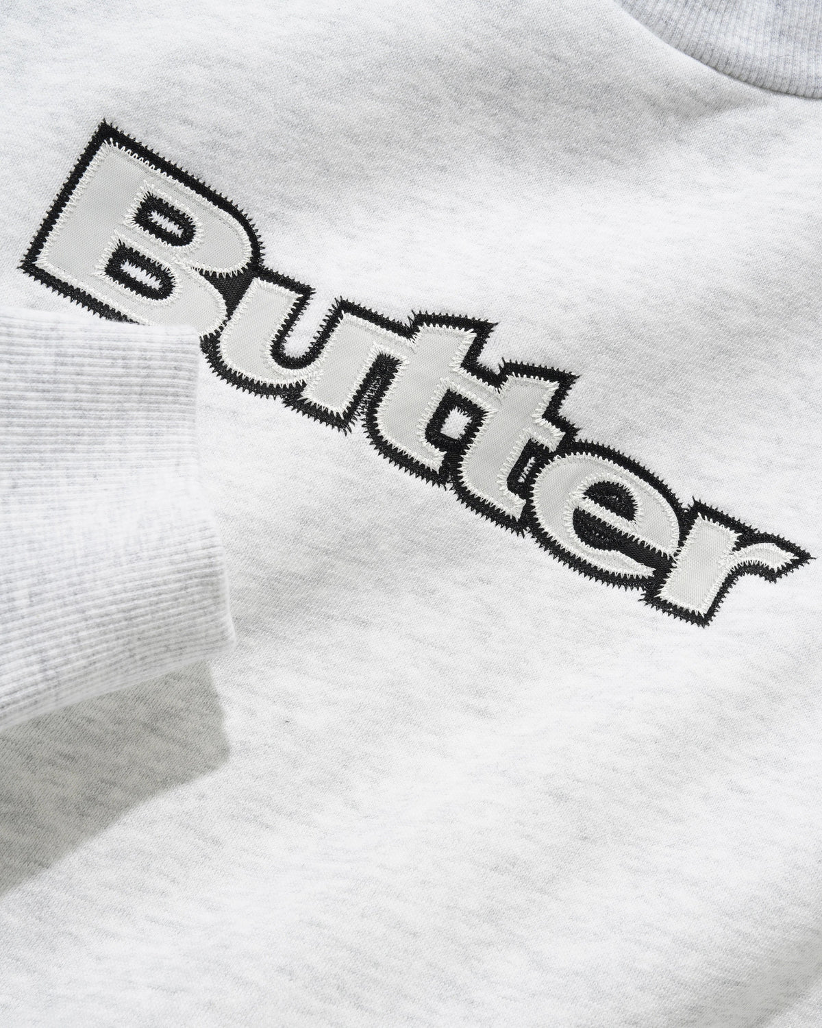 Satin Applique Logo Crewneck, Ash