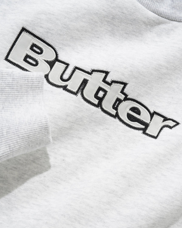 Butter Goods Satin Applique Logo Crewneck, Ash