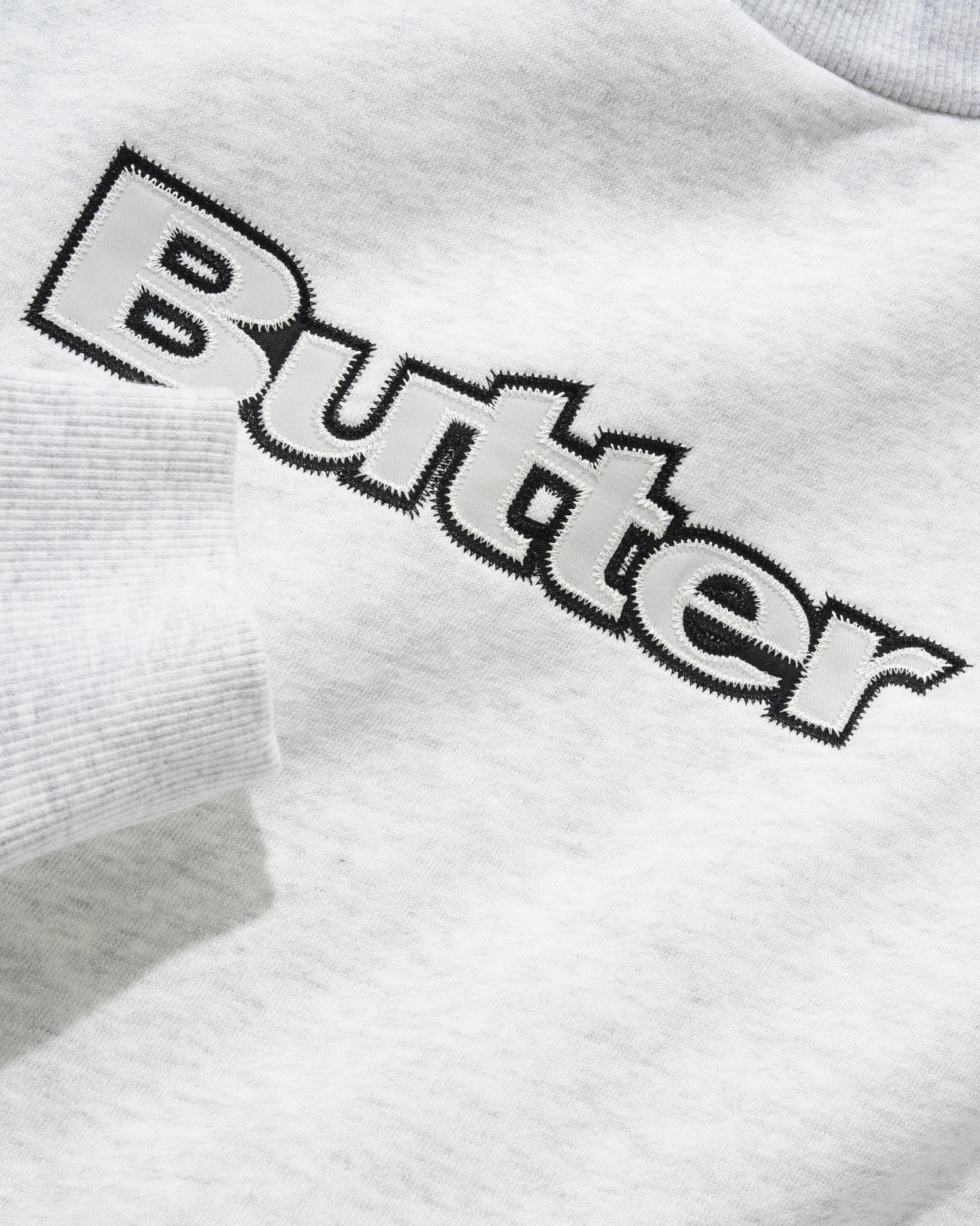 Satin Applique Logo Crewneck, Ash