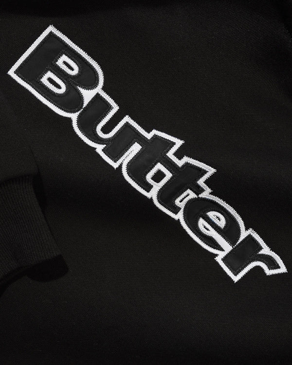 Butter Goods Satin Applique Logo Crewneck, Black