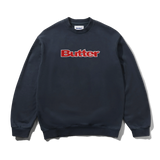 Satin Applique Logo Crewneck, Navy